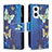 Handytasche Stand Schutzhülle Flip Leder Hülle Modisch Muster B04F für Oppo Reno7 Z 5G Blau