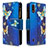 Handytasche Stand Schutzhülle Flip Leder Hülle Modisch Muster B04F für Samsung Galaxy A01 SM-A015 Blau