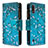 Handytasche Stand Schutzhülle Flip Leder Hülle Modisch Muster B04F für Samsung Galaxy A01 SM-A015 Cyan