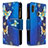 Handytasche Stand Schutzhülle Flip Leder Hülle Modisch Muster B04F für Samsung Galaxy A11 Blau