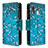 Handytasche Stand Schutzhülle Flip Leder Hülle Modisch Muster B04F für Samsung Galaxy A40 Cyan