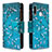Handytasche Stand Schutzhülle Flip Leder Hülle Modisch Muster B04F für Samsung Galaxy A70E Cyan