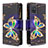Handytasche Stand Schutzhülle Flip Leder Hülle Modisch Muster B04F für Samsung Galaxy A71 4G A715 Schwarz
