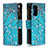 Handytasche Stand Schutzhülle Flip Leder Hülle Modisch Muster B04F für Samsung Galaxy A72 4G Cyan