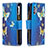 Handytasche Stand Schutzhülle Flip Leder Hülle Modisch Muster B04F für Samsung Galaxy M32 5G Blau