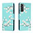 Handytasche Stand Schutzhülle Flip Leder Hülle Modisch Muster H02X für Samsung Galaxy S22 Plus 5G Cyan