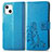 Handytasche Stand Schutzhülle Flip Leder Hülle Modisch Muster H03 für Apple iPhone 13 Mini Blau