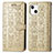 Handytasche Stand Schutzhülle Flip Leder Hülle Modisch Muster H11 für Apple iPhone 14 Plus Gold
