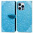 Handytasche Stand Schutzhülle Flip Leder Hülle Modisch Muster H13 für Apple iPhone 13 Pro Blau