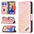 Handytasche Stand Schutzhülle Flip Leder Hülle Modisch Muster L05 für Apple iPhone 13 Mini Rosegold