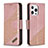 Handytasche Stand Schutzhülle Flip Leder Hülle Modisch Muster L05 für Apple iPhone 14 Pro Max Rosegold