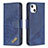 Handytasche Stand Schutzhülle Flip Leder Hülle Modisch Muster L05 für Apple iPhone 15 Blau