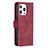 Handytasche Stand Schutzhülle Flip Leder Hülle Modisch Muster L06 für Apple iPhone 14 Pro Rot