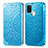 Handytasche Stand Schutzhülle Flip Leder Hülle Modisch Muster S01D für Samsung Galaxy A21s Blau