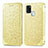 Handytasche Stand Schutzhülle Flip Leder Hülle Modisch Muster S01D für Samsung Galaxy A21s Gold