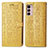 Handytasche Stand Schutzhülle Flip Leder Hülle Modisch Muster S03D für Motorola Moto G42 Gelb