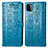 Handytasche Stand Schutzhülle Flip Leder Hülle Modisch Muster S03D für Samsung Galaxy A22 5G Blau