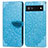 Handytasche Stand Schutzhülle Flip Leder Hülle Modisch Muster S04D für Google Pixel 6a 5G Blau