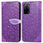 Handytasche Stand Schutzhülle Flip Leder Hülle Modisch Muster S04D für Oppo A55 5G Violett