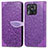 Handytasche Stand Schutzhülle Flip Leder Hülle Modisch Muster S04D für Xiaomi Redmi 10 India Violett