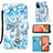 Handytasche Stand Schutzhülle Flip Leder Hülle Modisch Muster Y02B für Samsung Galaxy A72 4G Hellblau