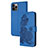 Handytasche Stand Schutzhülle Flip Leder Hülle Modisch Muster Y02X für Apple iPhone 15 Pro Max Blau