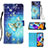 Handytasche Stand Schutzhülle Flip Leder Hülle Modisch Muster Y03B für Samsung Galaxy A21s Hellblau