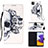 Handytasche Stand Schutzhülle Flip Leder Hülle Modisch Muster Y03B für Samsung Galaxy A22 5G Schwarz