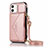 Handytasche Stand Schutzhülle Flip Leder Hülle N03 für Apple iPhone 12 Rosegold