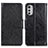 Handytasche Stand Schutzhülle Flip Leder Hülle N05P für Motorola Moto E32 Schwarz