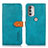 Handytasche Stand Schutzhülle Flip Leder Hülle N07P für Motorola Moto G51 5G Cyan