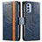 Handytasche Stand Schutzhülle Flip Leder Hülle S02D für Motorola Moto G51 5G Blau