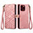 Handytasche Stand Schutzhülle Flip Leder Hülle S05D für Apple iPhone 13 Pro Max Rosegold