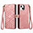 Handytasche Stand Schutzhülle Flip Leder Hülle S05D für Apple iPhone 15 Rosegold