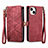 Handytasche Stand Schutzhülle Flip Leder Hülle S05D für Apple iPhone 15 Rot