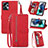 Handytasche Stand Schutzhülle Flip Leder Hülle S06D für Motorola Moto G13 Rot