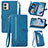 Handytasche Stand Schutzhülle Flip Leder Hülle S06D für Motorola Moto G53j 5G Blau