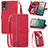 Handytasche Stand Schutzhülle Flip Leder Hülle S06D für Nokia C210 Rot