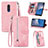 Handytasche Stand Schutzhülle Flip Leder Hülle S06D für Nokia C3 Rosa