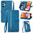 Handytasche Stand Schutzhülle Flip Leder Hülle S06D für Samsung Galaxy M32 5G Blau