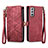 Handytasche Stand Schutzhülle Flip Leder Hülle S17D für Samsung Galaxy S21 FE 5G Rot