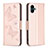 Handytasche Stand Schutzhülle Flip Leder Hülle Schmetterling B01F für Samsung Galaxy A04 4G Rosegold