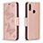 Handytasche Stand Schutzhülle Flip Leder Hülle Schmetterling B01F für Samsung Galaxy A10s Rosegold