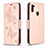 Handytasche Stand Schutzhülle Flip Leder Hülle Schmetterling B01F für Samsung Galaxy A11 Rosegold