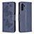 Handytasche Stand Schutzhülle Flip Leder Hülle Schmetterling B01F für Samsung Galaxy A13 5G Blau