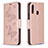 Handytasche Stand Schutzhülle Flip Leder Hülle Schmetterling B01F für Samsung Galaxy A20s Rosegold