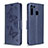 Handytasche Stand Schutzhülle Flip Leder Hülle Schmetterling B01F für Samsung Galaxy A21 Blau