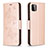 Handytasche Stand Schutzhülle Flip Leder Hülle Schmetterling B01F für Samsung Galaxy A22 5G Rosegold