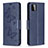 Handytasche Stand Schutzhülle Flip Leder Hülle Schmetterling B01F für Samsung Galaxy A22s 5G Blau