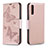 Handytasche Stand Schutzhülle Flip Leder Hülle Schmetterling B01F für Samsung Galaxy A30S Rosegold